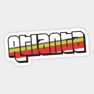 Retro Atlanta Word Art with Stripes Sticker